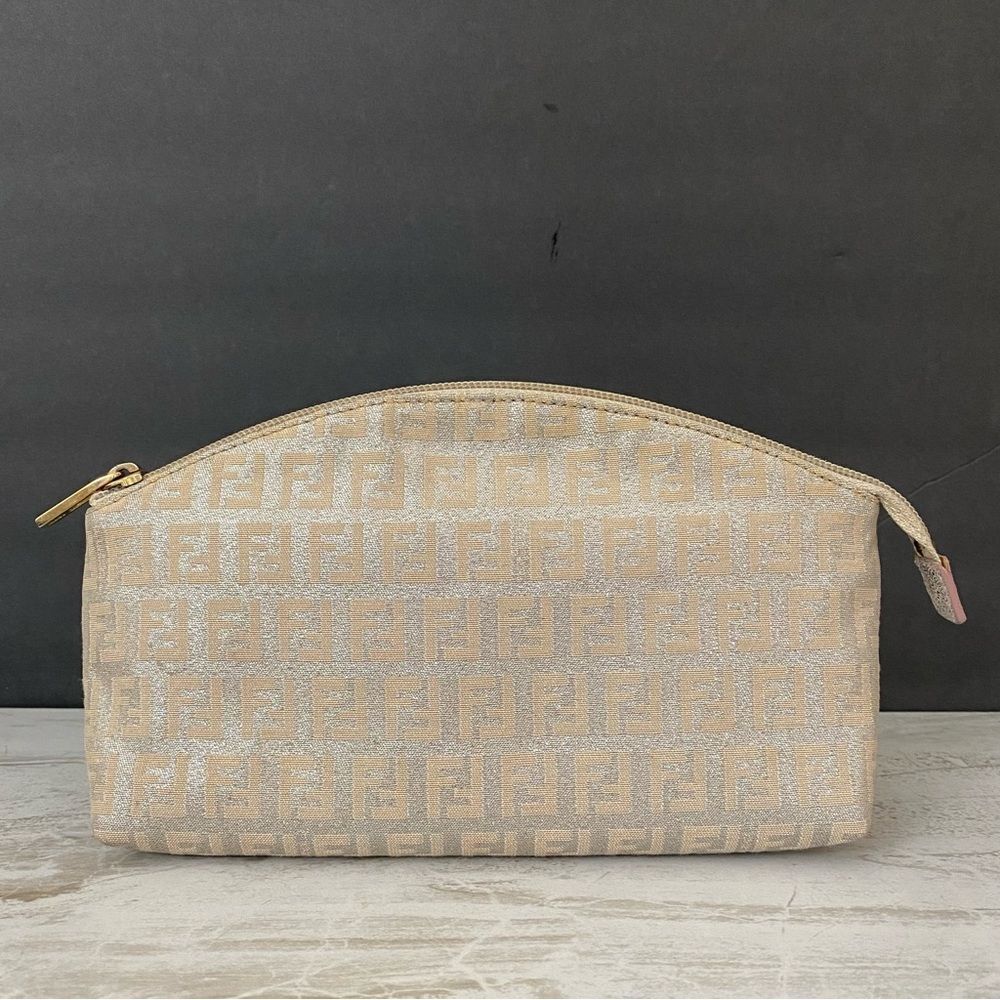 FENDI Metallic color Canvas Pouch Bag 💼 Beige